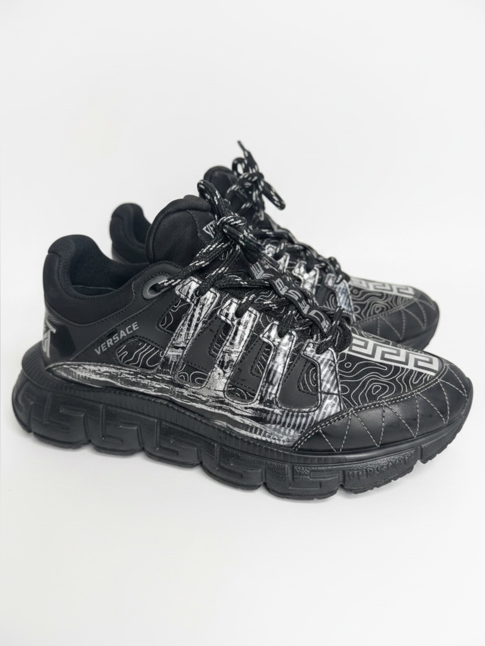Versace Women’s Black & White Patterned Sneakers